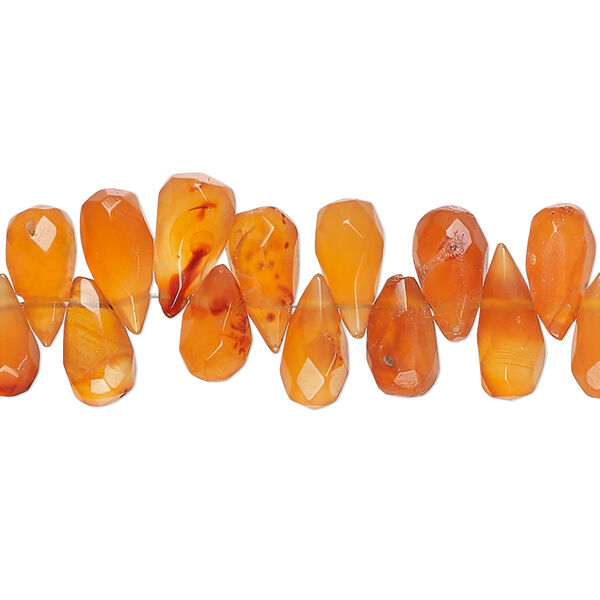 Carnelian 1pkg1, hand-cut top-drilled faceted teardrop bead 14 inch 9x4mm-12x6mm image number 0