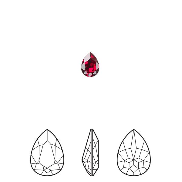 Fancy stone 2pk Siam foil back, Crystal Passions® 6x4mm pear 4320 image number 0