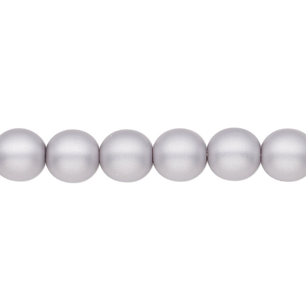 Bead, Czech pearl-coated glass druk, opaque matte light grey, 8mm round. Sold per 15-1/2" to 16" strand. image number 0