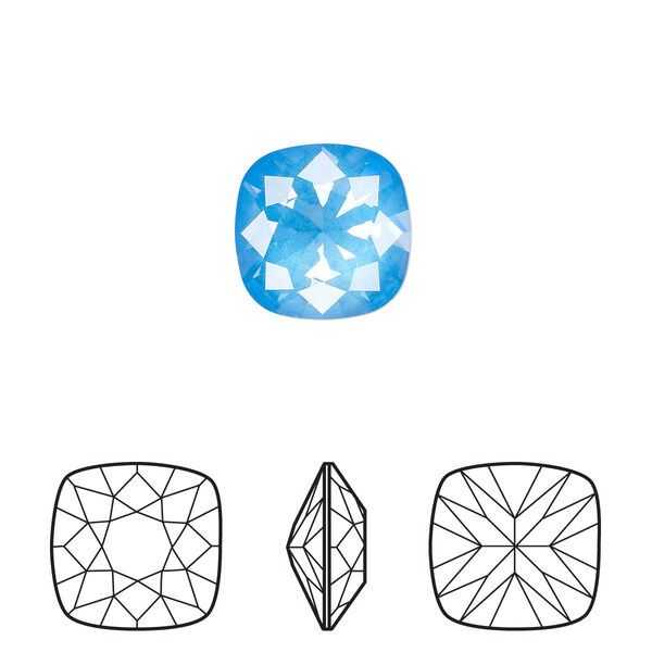 Fancy stone 1pk crystal electric blue ignite LacquerPRO, Crystal Passions® 12mm cushion 4470 image number 0