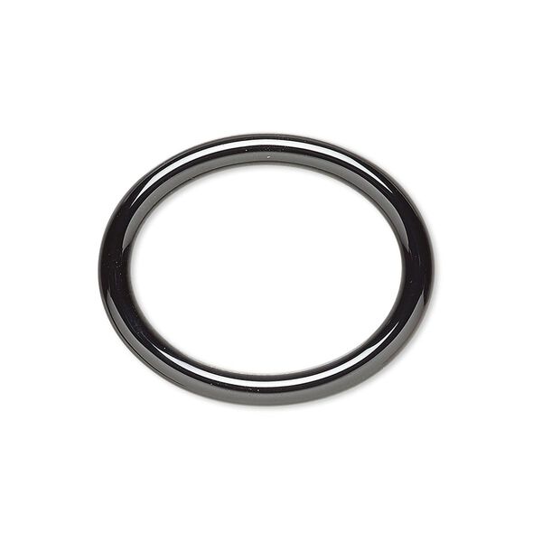 Component, zirconia ceramic, black, 27x22mm open oval with 21.5x16.5mm center hole. Sold individually. image number 0