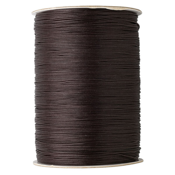 Cord, waxed cotton, brown, 1mm round. Sold per 1,000-yard spool. image number 0