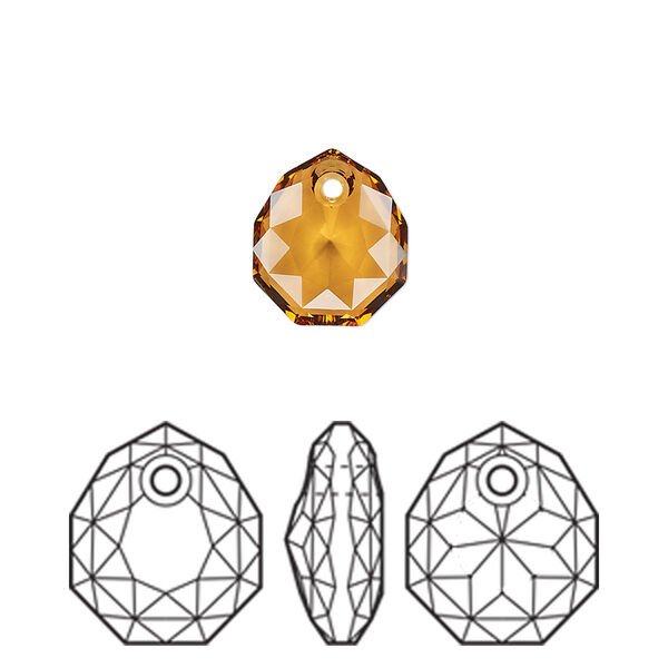 Drop 1pk light amber, Crystal Passions® 11.5x10mm pendant majestic 6436 image number 0