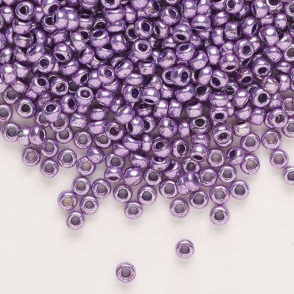 Seed bead, Preciosa Ornela, glass, opaque terra dyed metallic violet, #8 rocaille. Sold per 50-gram pkg. image number 0