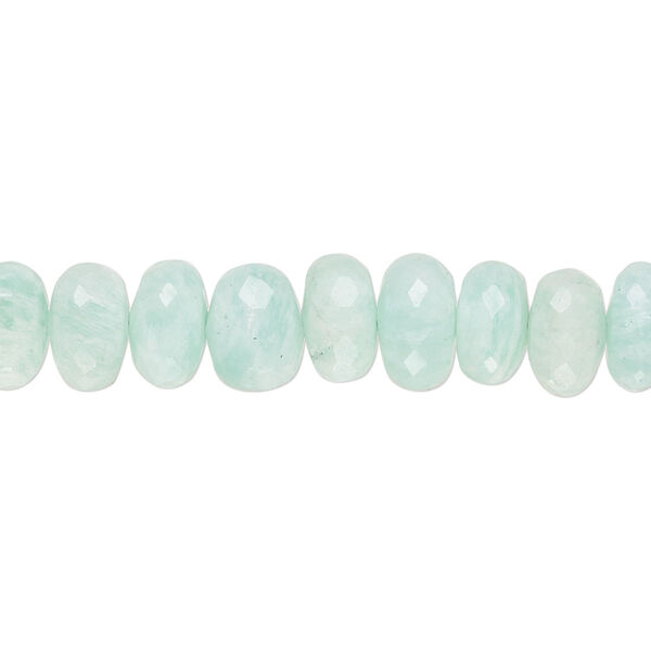 Amazonite 1pkg1, hand-cut faceted rondelle bead natural 14 inch 9x4mm-10x7mm image number 0
