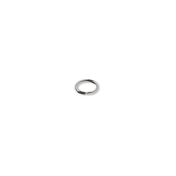 Jump ring, gunmetal-plated brass, 6x4mm oval, 4.3x2.5mm inside diameter, 20 gauge. Sold per pkg of 100. image number 0