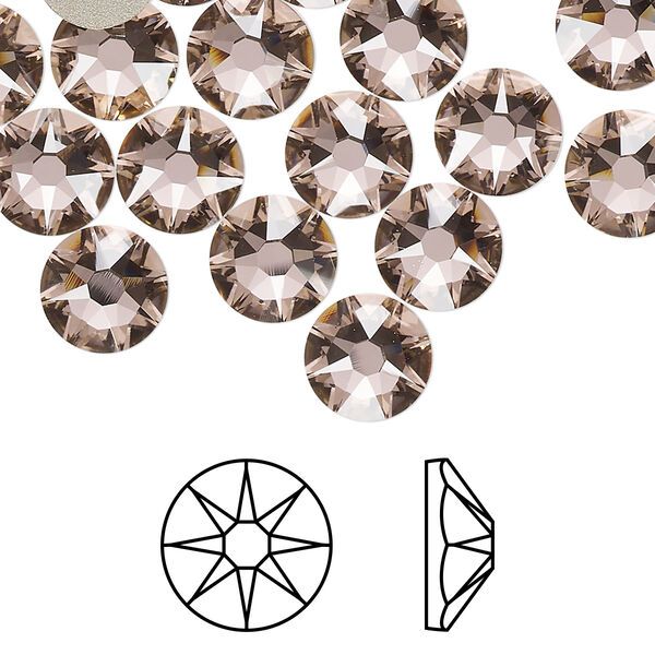 Flat back 144pk vintage rose foil back, Swarovski® 8.412-8.672mm rose round SS40 2088 image number 0