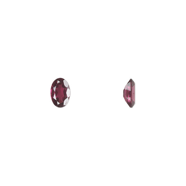 Rhodolite garnet 1pkg2, hand-cut faceted oval gem natural 6x4mm image number 0