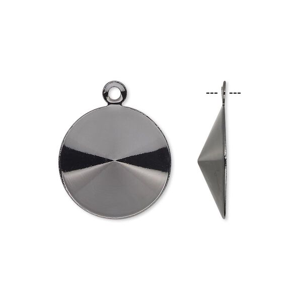 Drop, Almost Instant Jewelry®, gunmetal-finished brass, 17mm round with 16mm rivoli setting. Sold per pkg of 10. image number 0