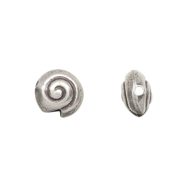 Bead, Hill Tribes, antiqued sterling silver, 11mm double-sided shell. Sold individually. image number 0
