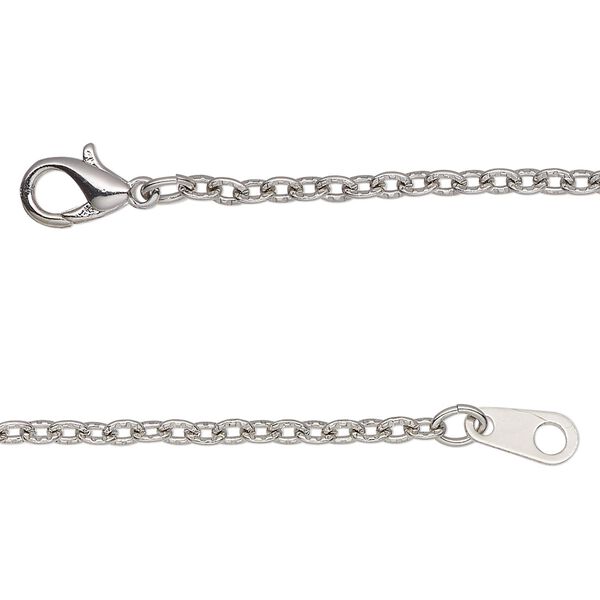 Chain, antique silver-finished steel, 2mm textured cable, 18 inches with lobster claw clasp. Sold individually. image number 0