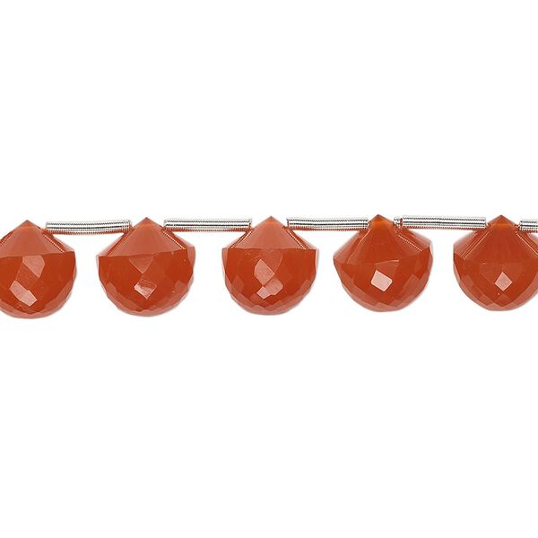 Carnelian 1pkg5, hand-cut top-drilled faceted teardrop bead 7x7mm-8x8mm image number 0