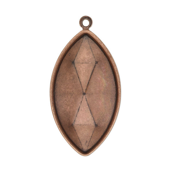 Focal, Almost Instant Jewelry®, antique copper-plated brass, 34x19mm marquise with 32x17mm marquise setting. Sold per pkg of 2. image number 0