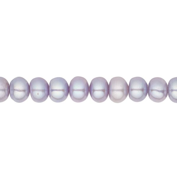 Pearl, cultured freshwater (dyed), lavender, 6-7mm button, C grade, Mohs hardness 2-1/2 to 4. Sold per 16-inch strand. image number 0