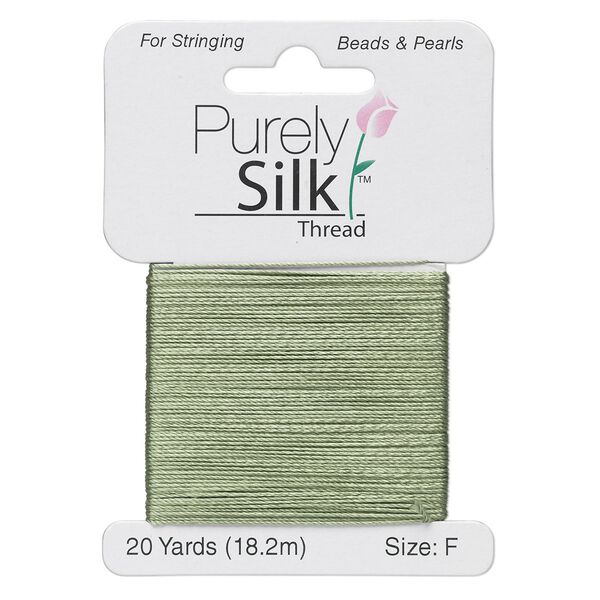 Thread, Purely Silk™, dark green, size F. Sold per 20-yard card. image number 0