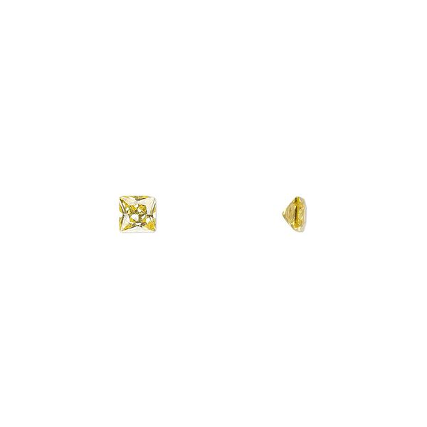 Gem, cubic zirconia, topaz gold, 3mm faceted square, Mohs hardness 8-1/2. Sold per pkg of 5. image number 0