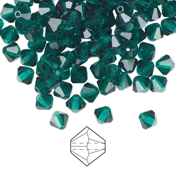 Bead 144pk emerald, Preciosa Czech crystal 5mm bicone image number 0