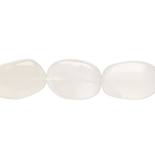 Bead, white moonstone (natural), translucent, 8x6mm-12x8mm hand-cut oval, C grade, Mohs hardness 6 to 6-1/2. Sold per 15-1/2" to 16" strand. image number 0