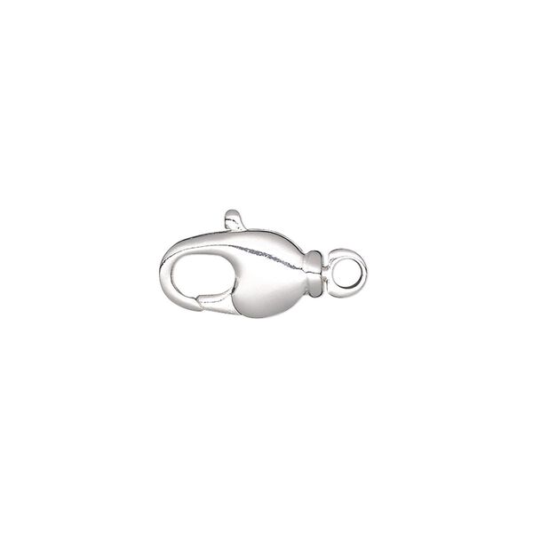 Clasp, lobster claw, silver-plated brass, 13.5x7mm with swivel. Sold per pkg of 2. image number 0