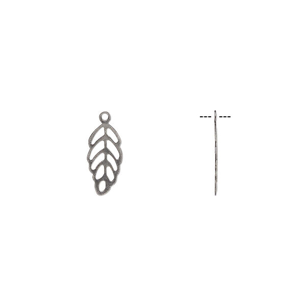 Charm, antique silver-plated brass, 11x5.5mm open leaf. Sold per pkg of 100. image number 0