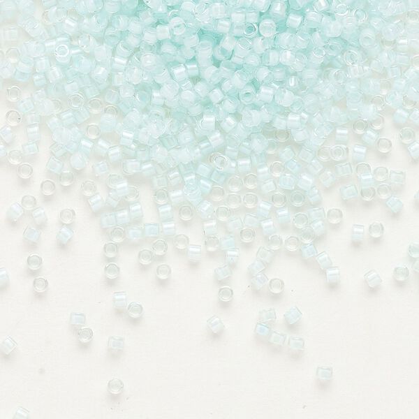 Seed bead, Delica®, glass, pkg/250g, #11 round, translucent aqua mist-lined luster crystal clear (DB-0078). image number 0