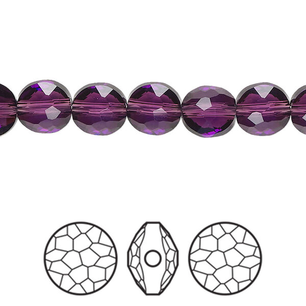 Bead 4pk amethyst, Crystal Passions® 8mm puffed round 5034 image number 0