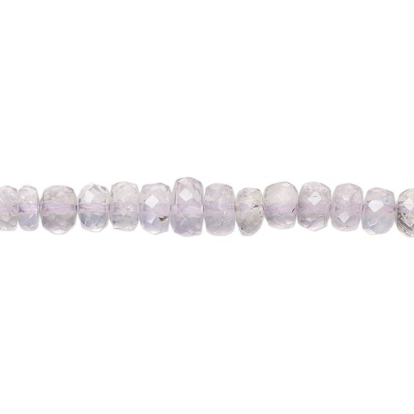 Lavender quartz 1pkg1, hand-cut faceted rondelle bead natural 17 inch graduated 4x2mm-7x5mm image number 0