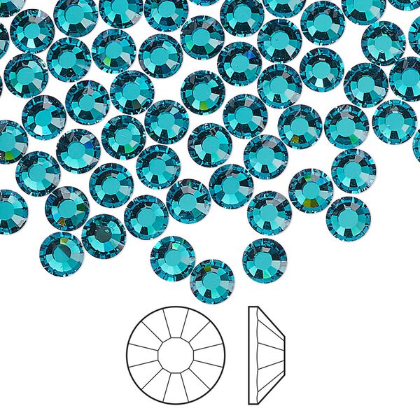 Flat back 1440pk blue zircon foil back, Preciosa Viva 12® Czech crystal rhinestone 4.6-4.8mm chaton rose round SS20 image number 0