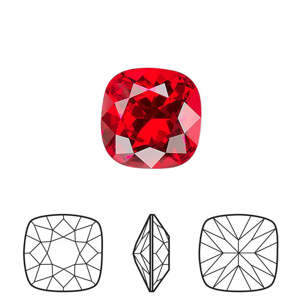 Fancy stone 72pk light Siam foil back, Swarovski® 12mm cushion 4470 image number 0