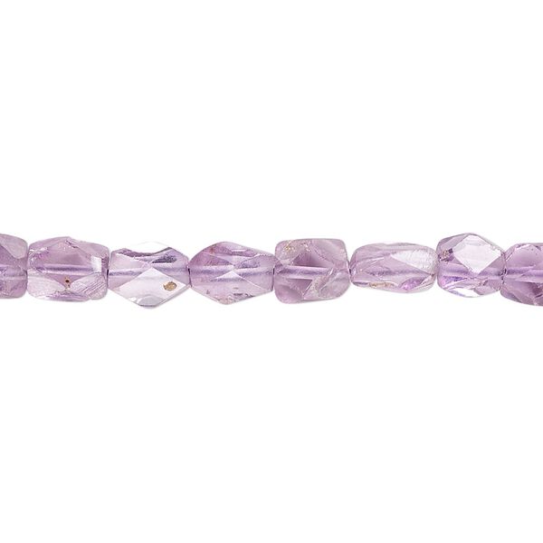 Amethyst 1pkg1, hand-cut faceted rectangle bead natural 15.5-16 inch 7x5mm image number 0