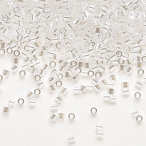 Seed bead, Delica®, glass, pkg/250g, #15 round, translucent luster crystal clear (DBS-0050). image number 0