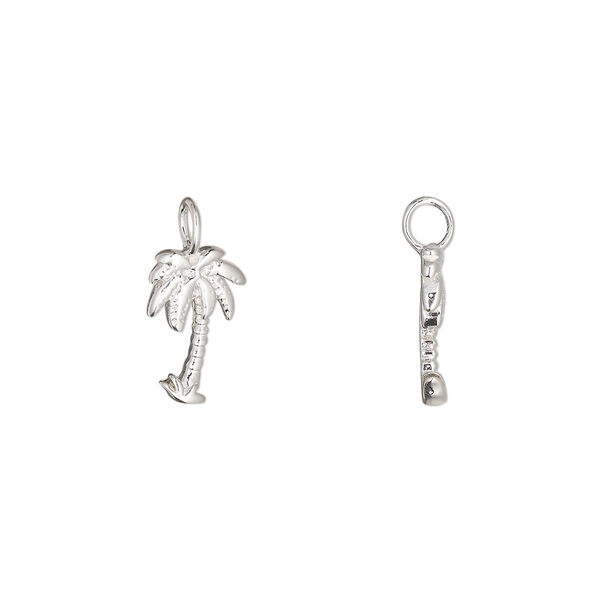 Charm 1pkg1 sterling silver 11x7mm palm tree perpendicular loop image number 0