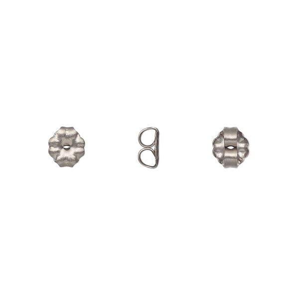 Earnut 1pkg10 titanium, 6x5.5mm flower round, 5 pair image number 0