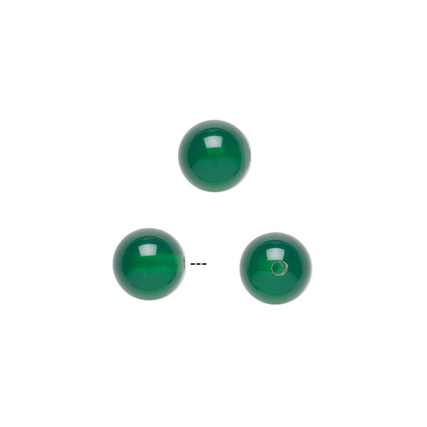 Green agate 1pkg2, half-drilled round bead 6mm image number 0