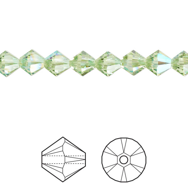 Bead 360pk peridot shimmer, Swarovski® 6mm XILION bicone 5328 image number 0