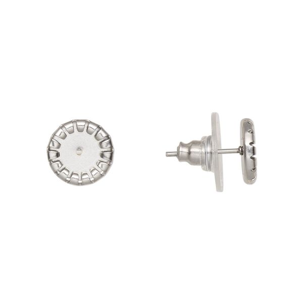 Earstud 1pkg10, 9mm round / 6mm round cab pressure set setting / comfort clutch, stainless steel / plastic clear 5 pair image number 0