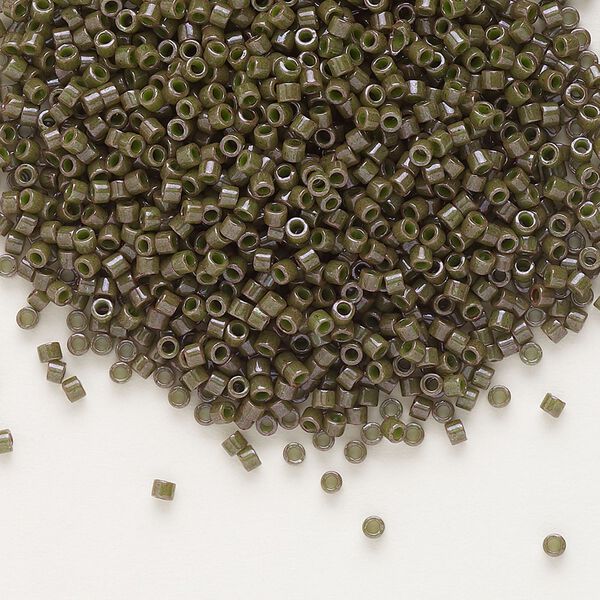 Seed bead, Delica®, glass, pkg/50g, #11 round, opaque olive drab (DB-0657). image number 0