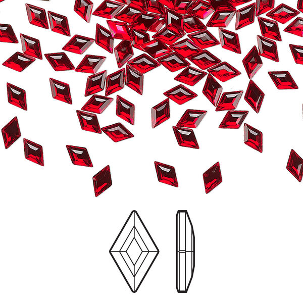 Flat back 288pk light Siam foil back, Swarovski® 5x3mm diamond 2773 image number 0