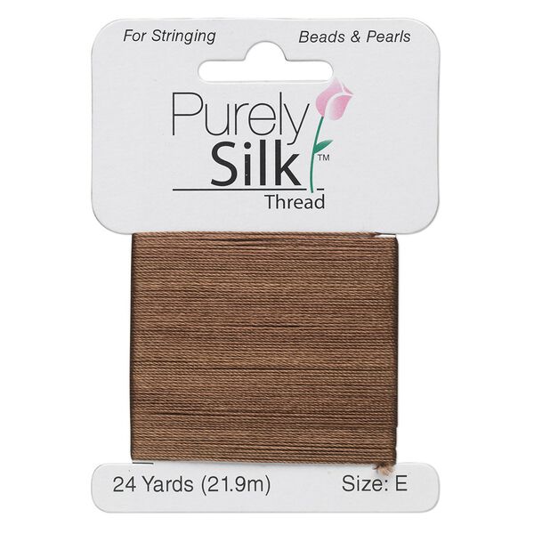 Thread, Purely Silk™, chestnut, size E. Sold per 24-yard card. image number 0