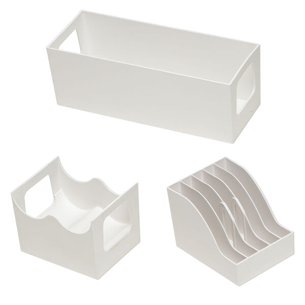 Organizer, Tool & Spool Bin™, Bead Storage Solutions™, plastic, clear and opaque off-white, 13-3/4 x 10-1/2 x 5 inches with removable caddies. Sold per 5-piece set. image number 2