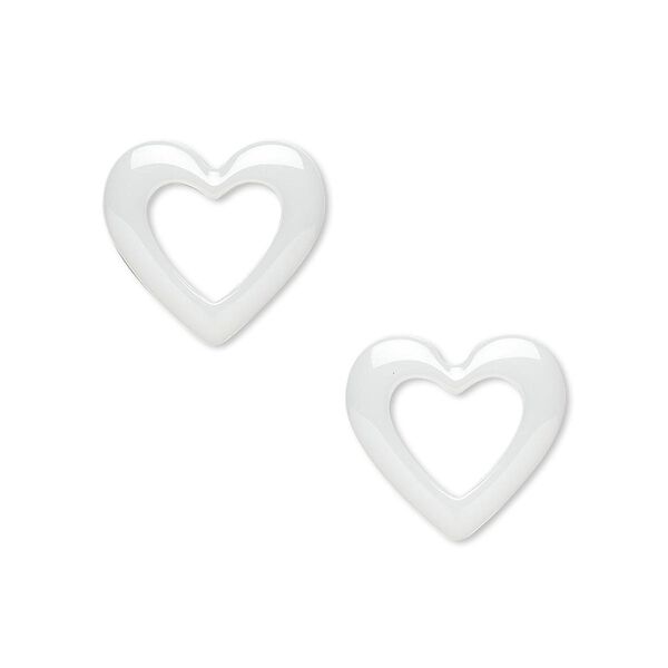 Component, zirconia ceramic, white, 15x14mm open heart with 8x6mm center hole. Sold per pkg of 2. image number 0
