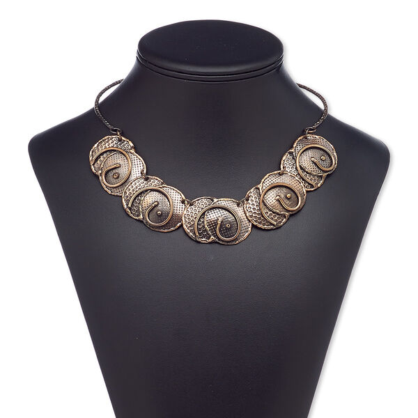 Necklace, copper-plated steel and antique copper, spiral design, 18 inches with 2-1/2 inch extender chain and lobster claw clasp. Sold individually. image number 0