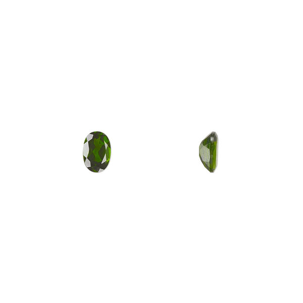 Chrome diopside 1pkg1, hand-cut faceted oval gem natural 6x4mm image number 0