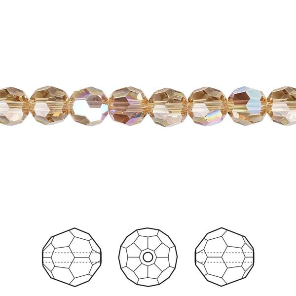 Bead 12pk light Colorado topaz shimmer, Crystal Passions® 6mm round 5000 image number 0