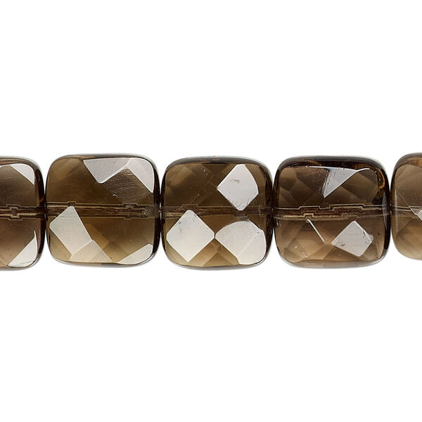 Smoky quartz 1pkg1, faceted square bead 15.5-16 inch 12mm image number 0