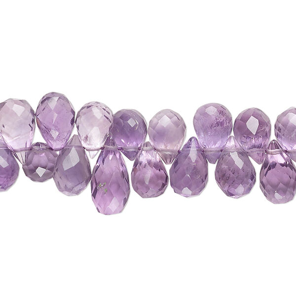 Amethyst 1pkg1, hand-cut top-drilled faceted teardrop bead natural 8 inch 8x5mm-10x6mm image number 0