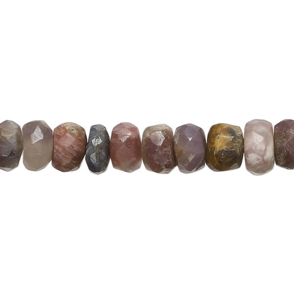 Pink tourmaline / grey tourmaline 1pkg1, hand-cut faceted rondelle bead natural 14 inch 7x4mm-9x7mm image number 0
