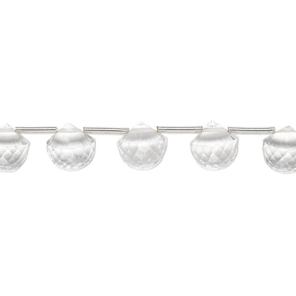 Quartz crystal 1pkg5, hand-cut top-drilled faceted teardrop bead natural 7x7mm-8x8mm image number 0