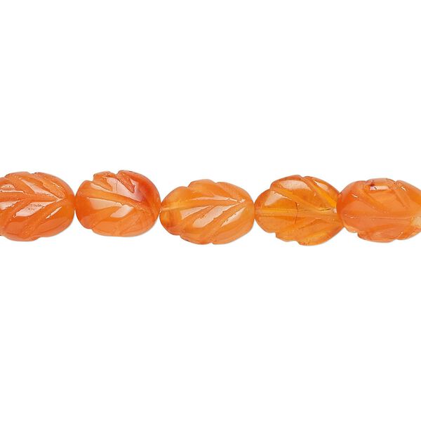 Carnelian 1pkg1, hand-cut carved leaf bead 15.5-16 inch 8x6mm-10x8mm image number 0