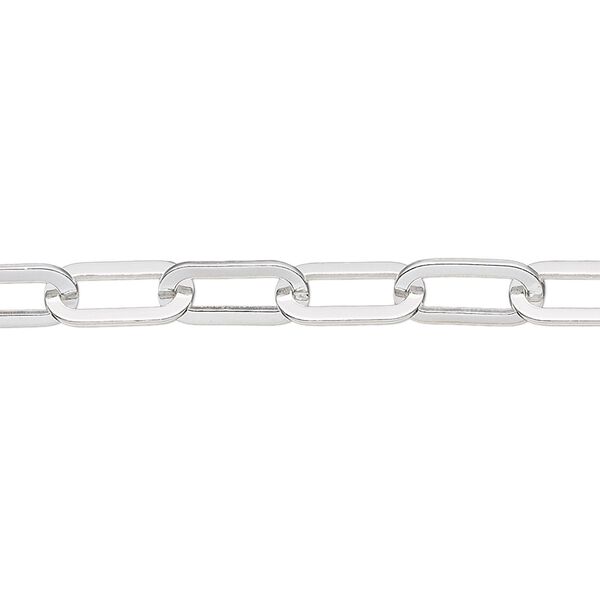 Chain, sterling silver, 10x5mm flat elongated cable. Sold per pkg of 5 feet. image number 0